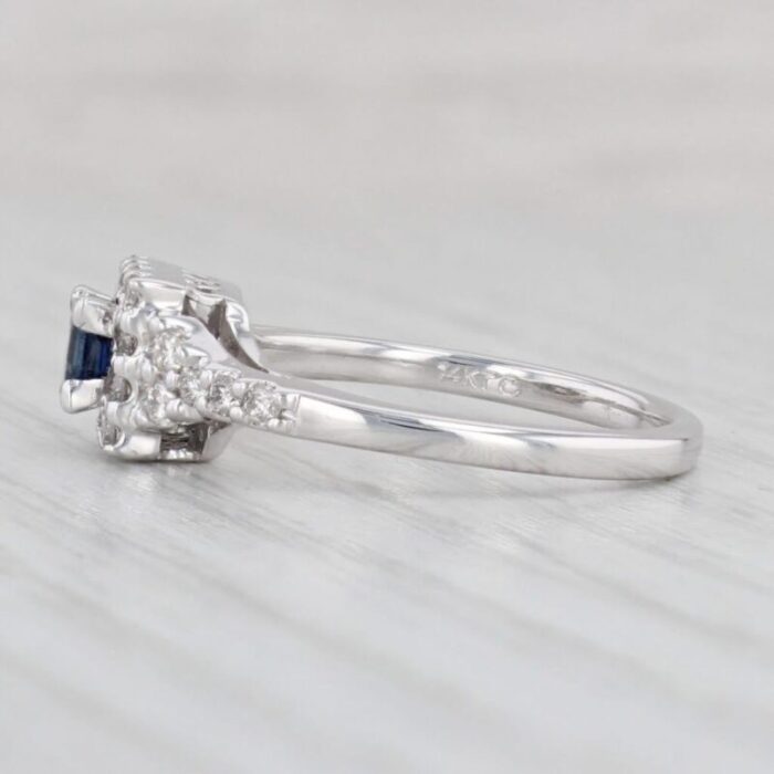 072ctw princess sapphire diamond halo ring 14k white gold size 7 engagement 2359