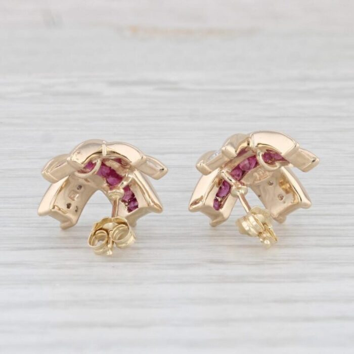 072ctw ruby diamond x stud earrings 14k yellow gold 6100