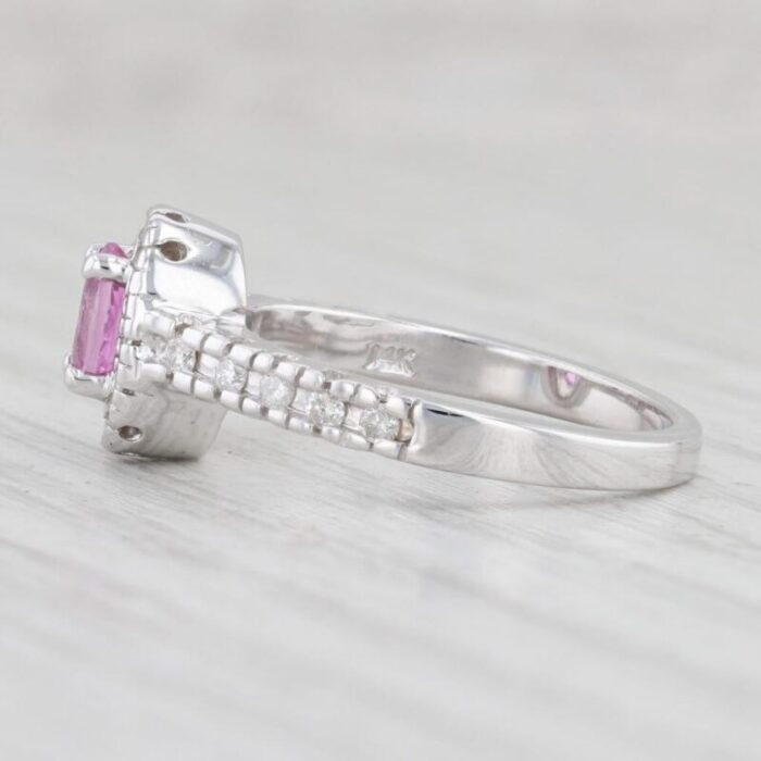 073ctw pink sapphire diamond halo ring 14k white gold size 65 engagement 9185