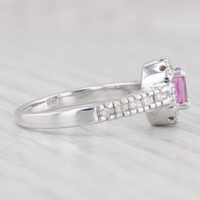 073ctw pink sapphire diamond halo ring 14k white gold size 65 engagement 9308