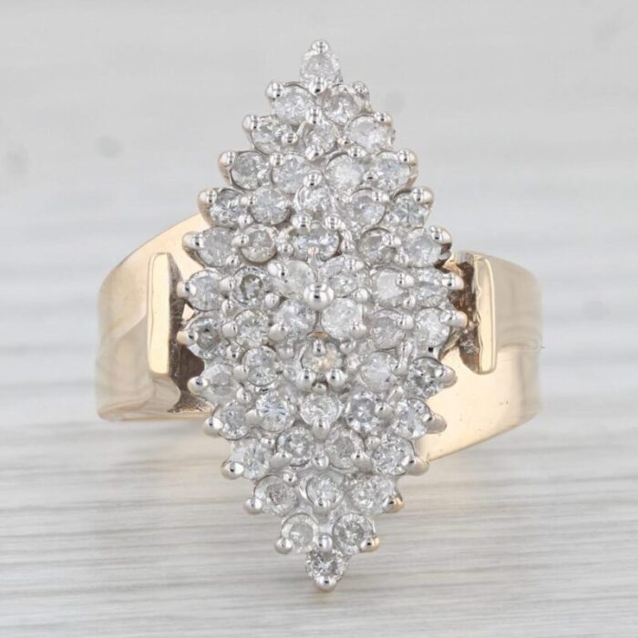 074ctw diamond cluster ring 14k yellow gold size 725 cocktail 3119