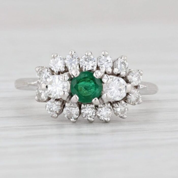 074ctw emerald diamond halo ring 18k white gold size 4 engagement 4872