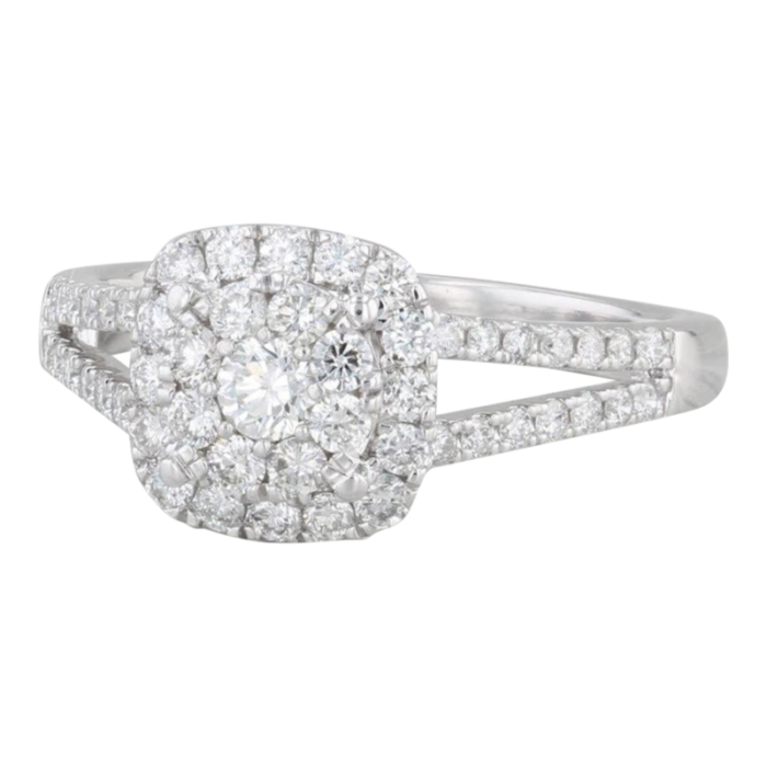 075ctw diamond cluster halo engagement ring 14k white gold size 625 1123