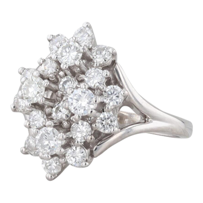 075ctw diamond cluster ring 14k white gold size 55 9164