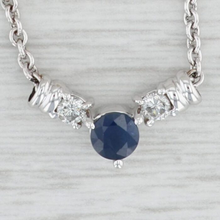 077ctw sapphire diamond v necklace 14k white gold 1625 cable chain 5550 scaled