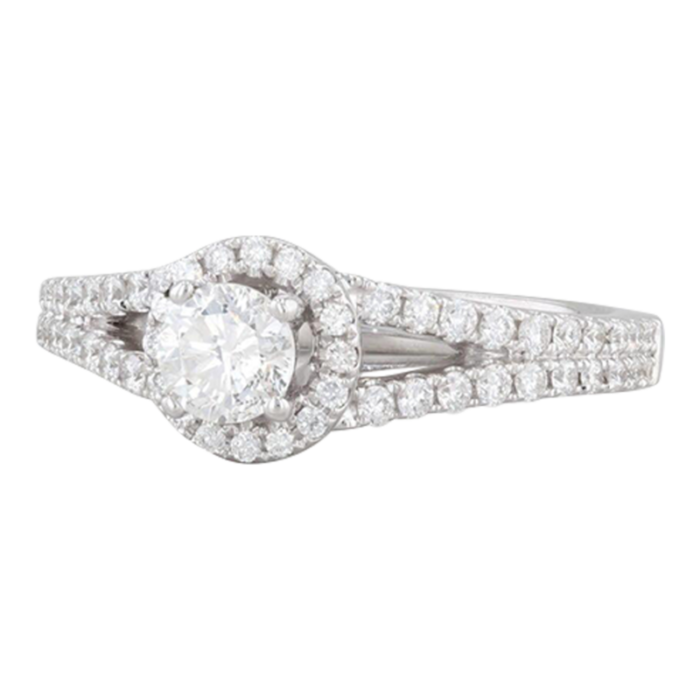 079ctw round diamond halo engagement ring 14k white gold cathedral band sz 65 0274