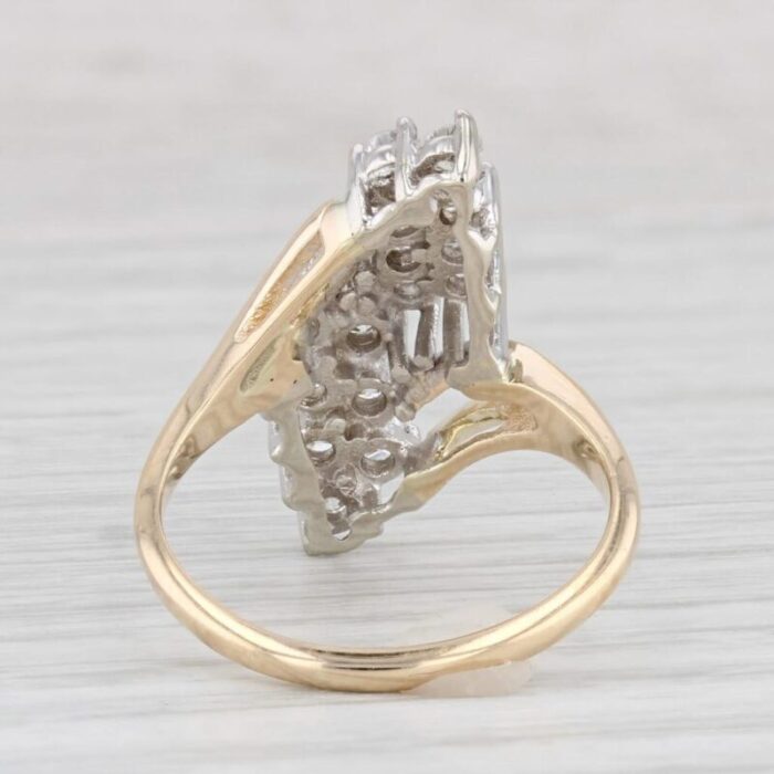 080ctw diamond cluster ring 14k yellow gold size 65 cocktail bypass 2145