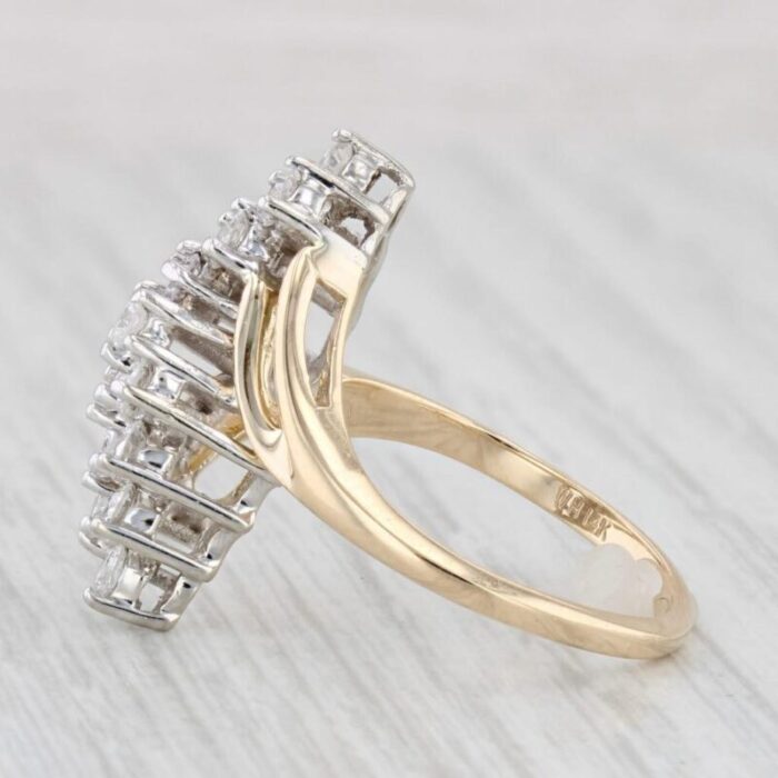 080ctw diamond cluster ring 14k yellow gold size 65 cocktail bypass 6329