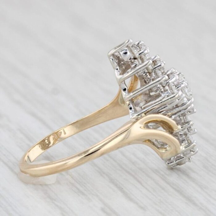 080ctw diamond cluster ring 14k yellow gold size 65 cocktail bypass 9948