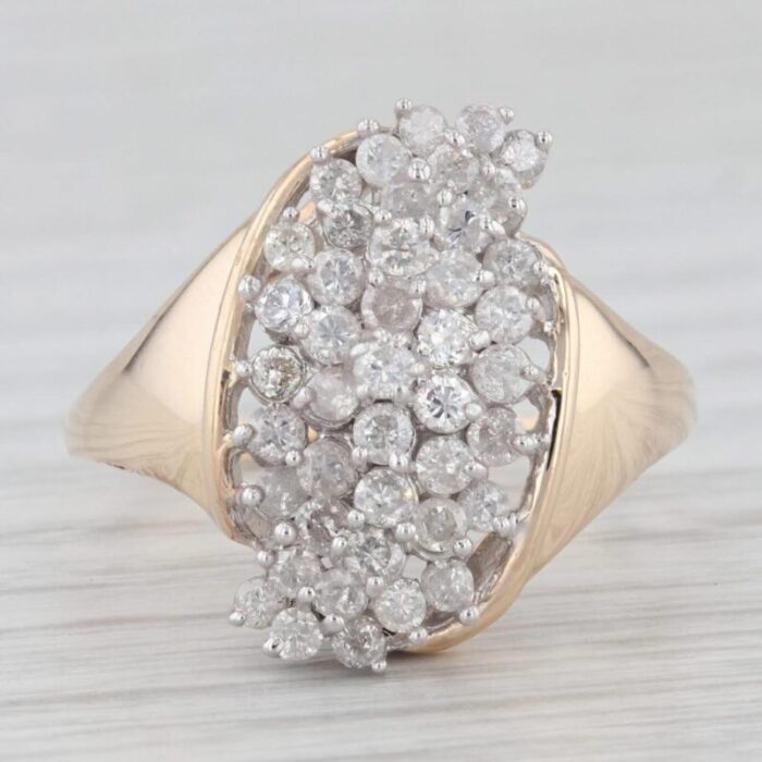 080ctw diamond cluster ring 14k yellow gold size 8 5583