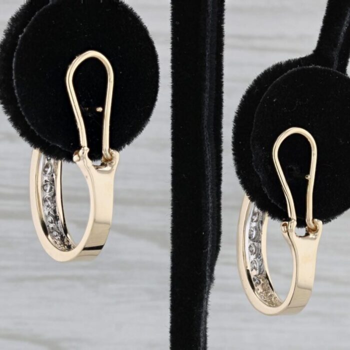 080ctw diamond journey j hook hoop earrings 14k yellow gold pierced omega backs 4984