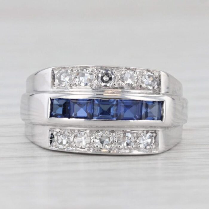 080ctw lab created sapphire diamond ring wedding band 14k white gold size 675 5375