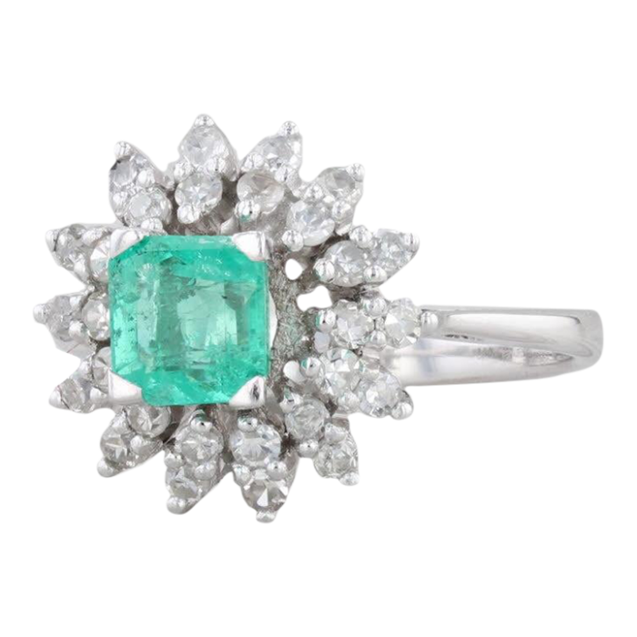 082ctw emerald diamond halo ring 14k white gold size 5 engagement 2386