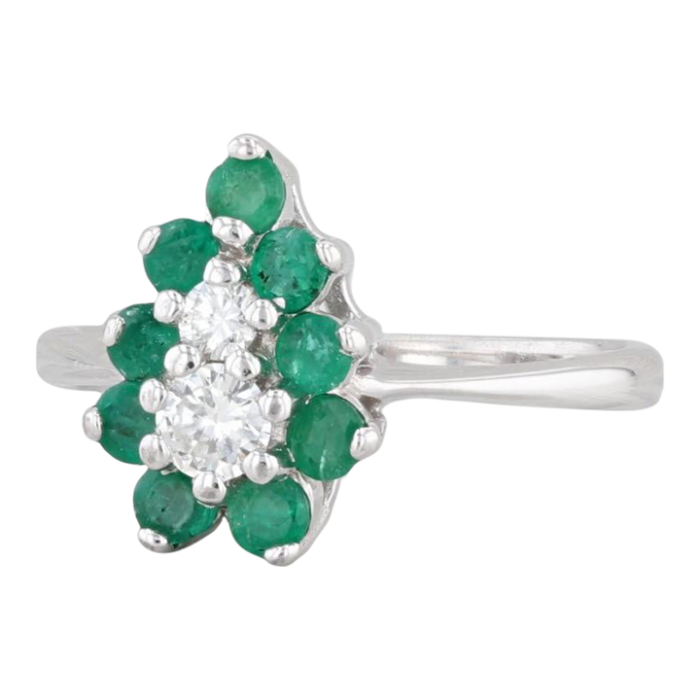 082ctw emerald diamond pear cluster ring 14k white gold size 7 2556