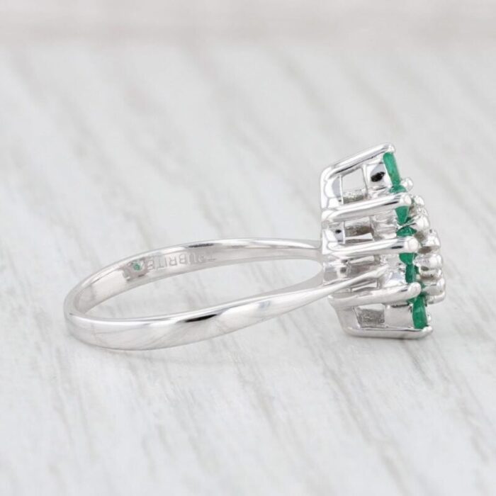 082ctw emerald diamond pear cluster ring 14k white gold size 7 3631