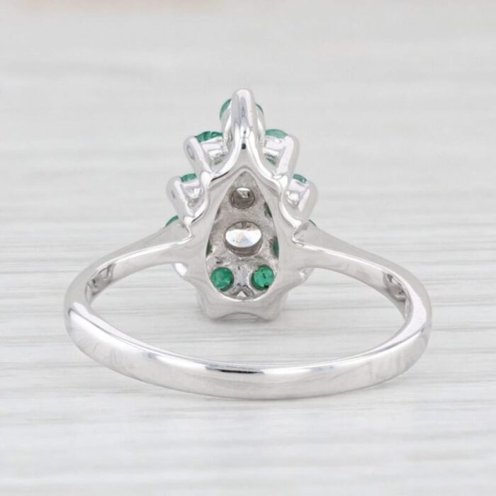 082ctw emerald diamond pear cluster ring 14k white gold size 7 5178