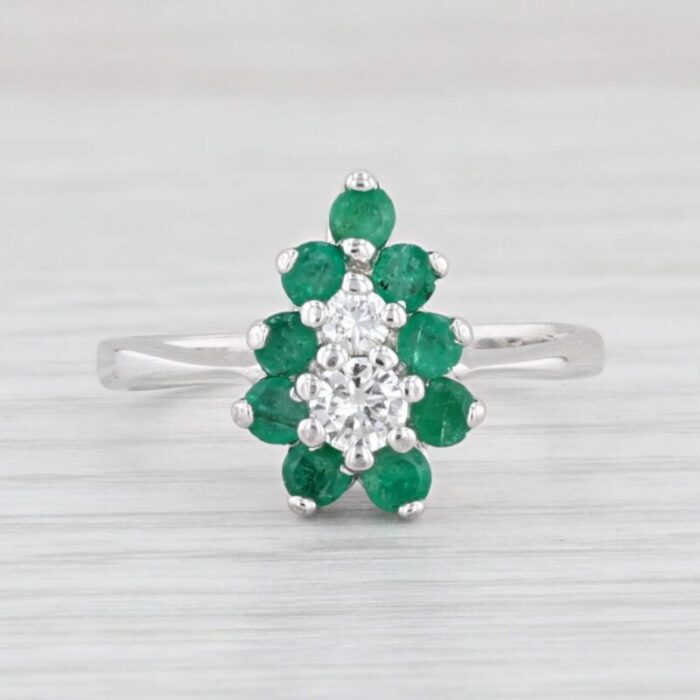 082ctw emerald diamond pear cluster ring 14k white gold size 7 8802