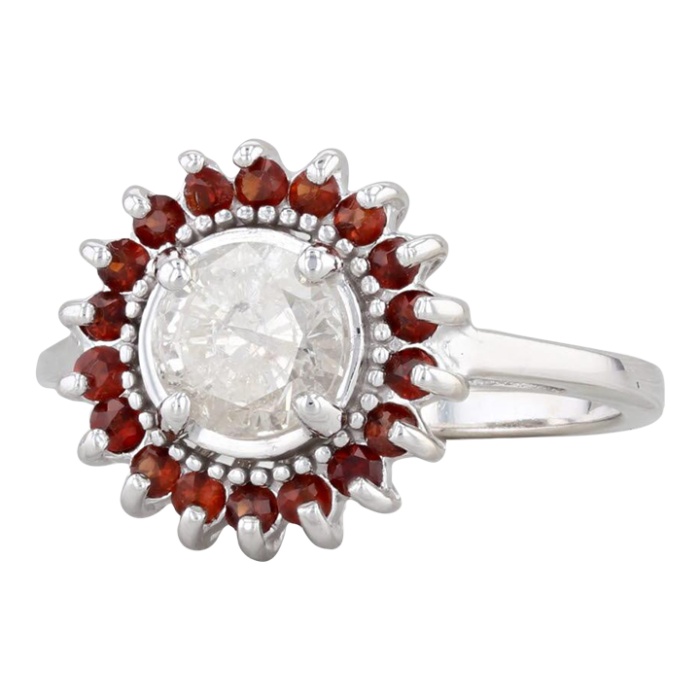 085ct diamond orange spessartine halo ring 14k white gold size 65 engagement 2522