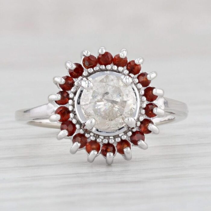 085ct diamond orange spessartine halo ring 14k white gold size 65 engagement 4593