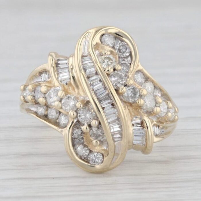 085ctw diamond bypass ring 14k yellow gold size 1075 5686