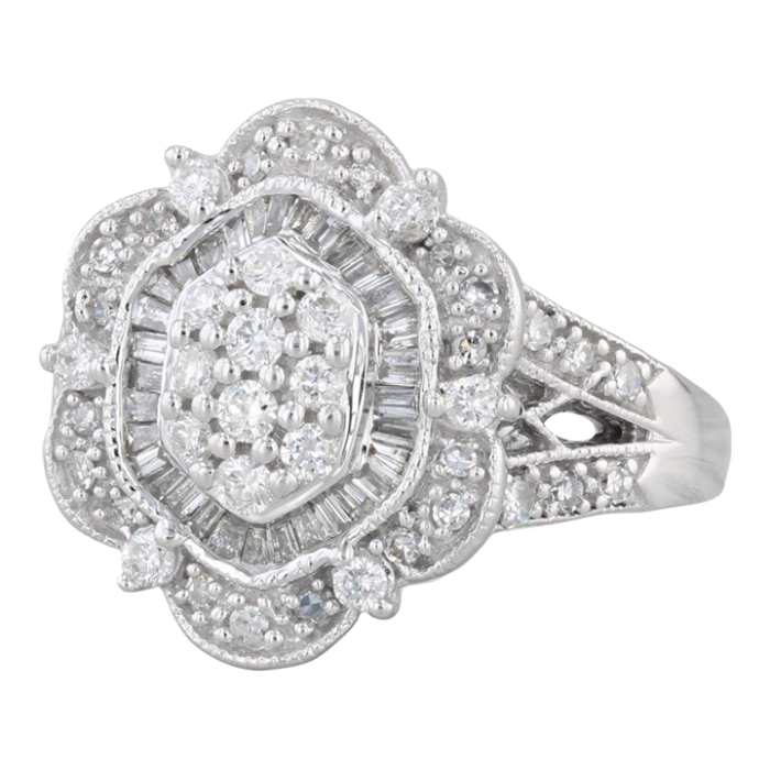 088ctw diamond ring 14k white gold size 65 cluster cocktail 0477