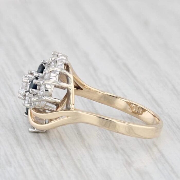 090ctw blue sapphire diamond bypass ring 14k yellow gold size 65 3528