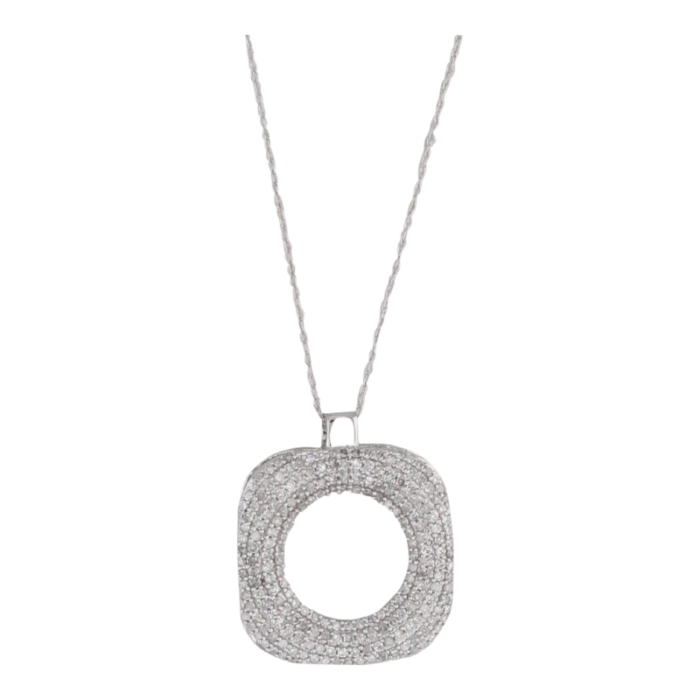 090ctw diamond circle pendant 14k white gold 18 rope chain 0961