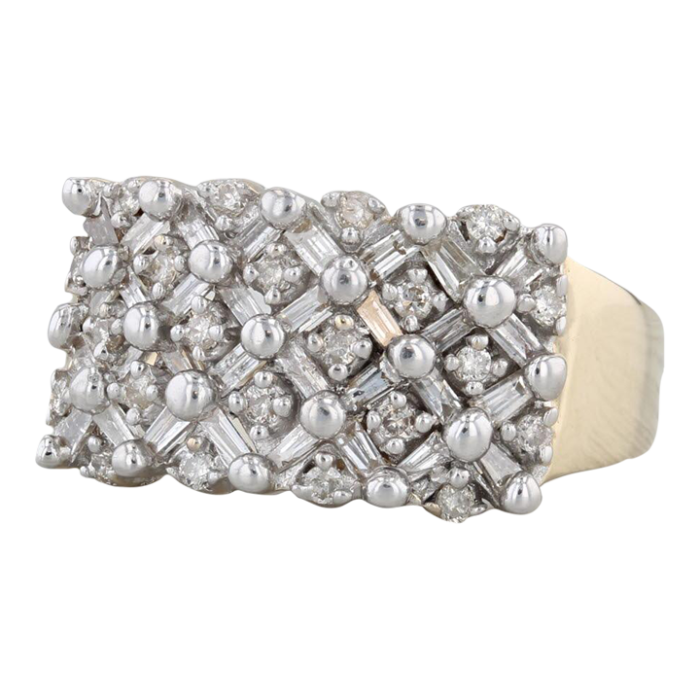 090ctw diamond cluster crosshatch ring 14k gold size 925 8006