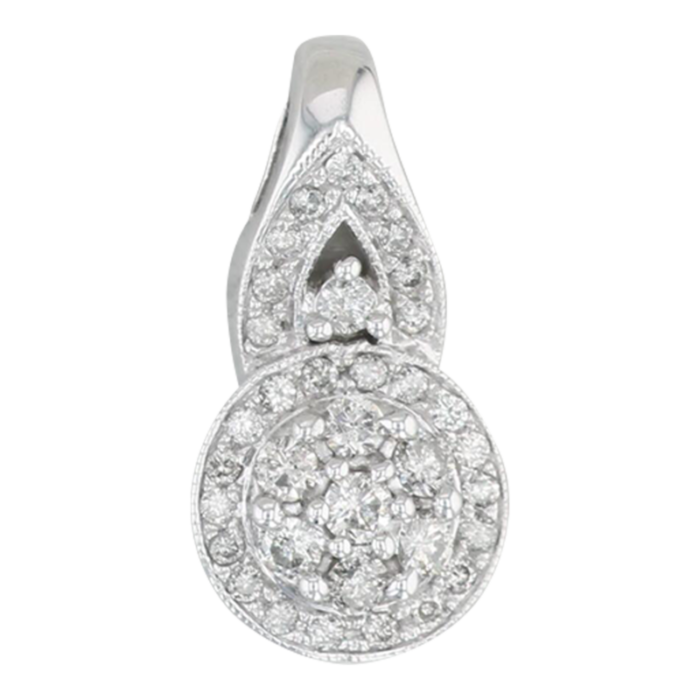 090ctw diamond cluster pendant 10k white gold drop 8562