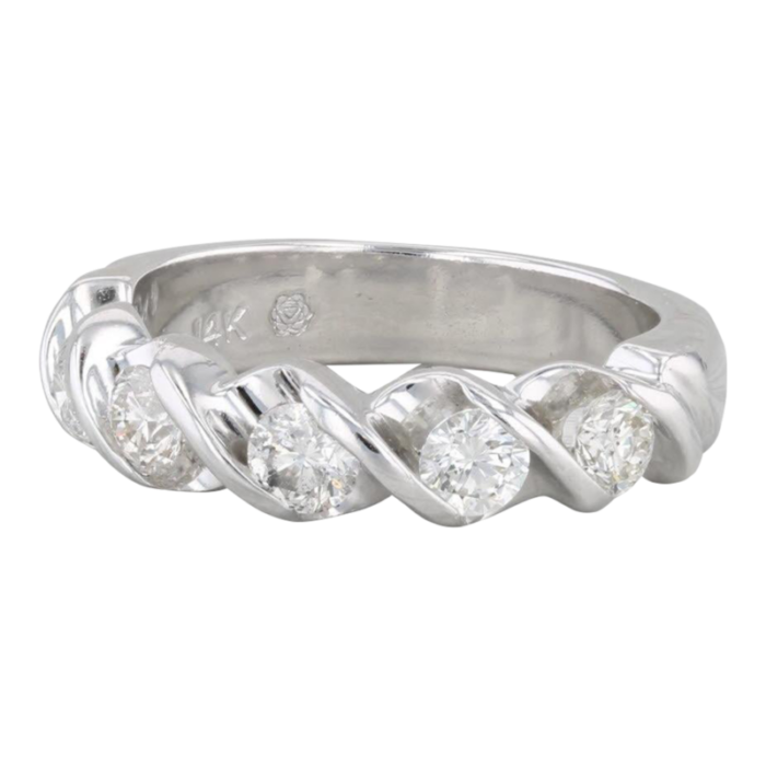 090ctw diamond wedding anniversary ring 14k white gold size 7 stackable 2875