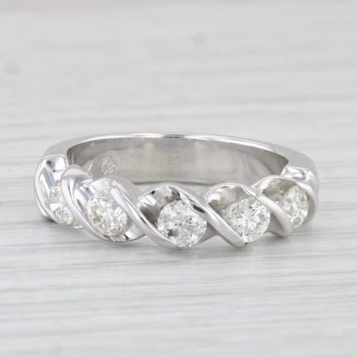 090ctw diamond wedding anniversary ring 14k white gold size 7 stackable 4889