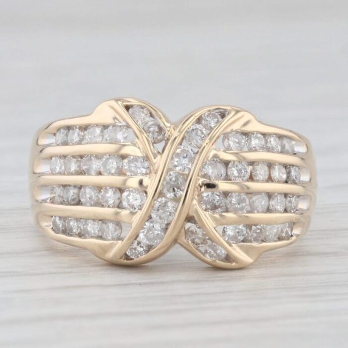 091ctw diamond x ring 14k yellow gold size 8 5177