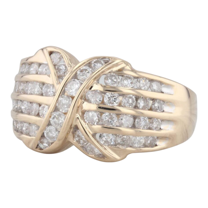 091ctw diamond x ring 14k yellow gold size 8 6117