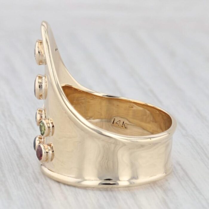 092 ctw muli gemstone 14k yellow gold shield statement ring size 105 2687