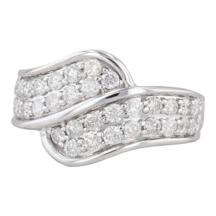 095ctw diamond bypass ring 14k white gold size 7 7159