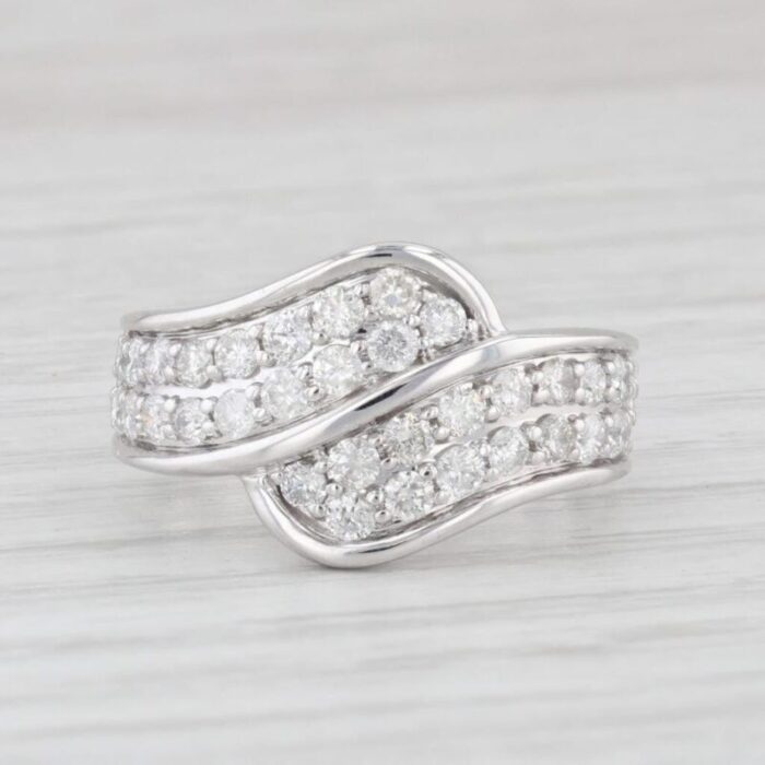 095ctw diamond bypass ring 14k white gold size 7 8081