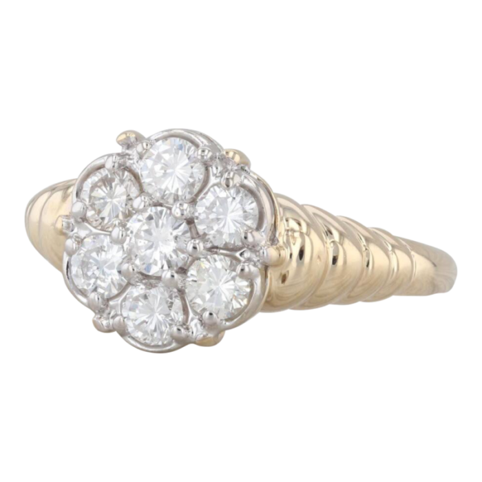 095ctw diamond cluster ring 14k yellow gold vintage engagement size 975 1834