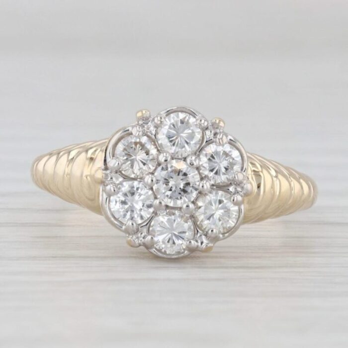 095ctw diamond cluster ring 14k yellow gold vintage engagement size 975 3844