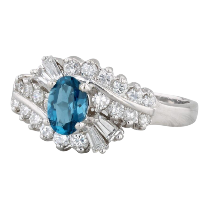 095ctw london blue topaz diamond ring 14k white gold size 75 engagement spark 5167