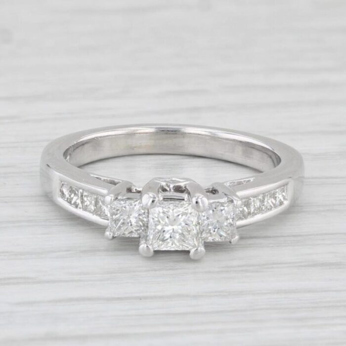 095ctw princess diamond engagement ring 14 white gold size 675 3 stone 4465