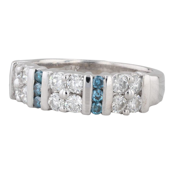 096ctw blue white diamond ring 14k white gold size 7 wedding anniversary band 8225