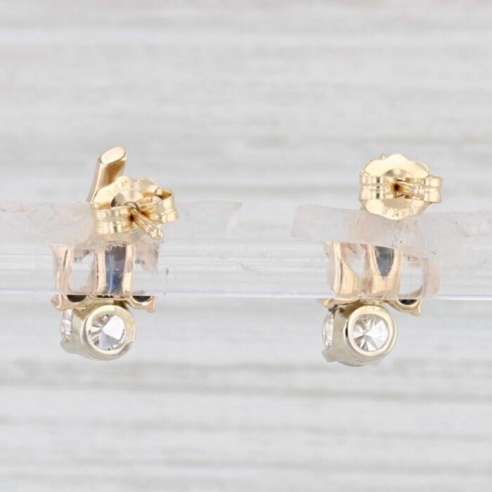 097ctw blue sapphire diamond earrings 14k yellow gold drops 7252