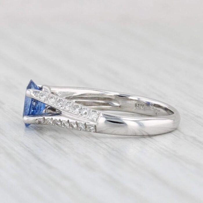 098ctw blue sapphire diamond ring 14k white gold size 5 engagement 4158