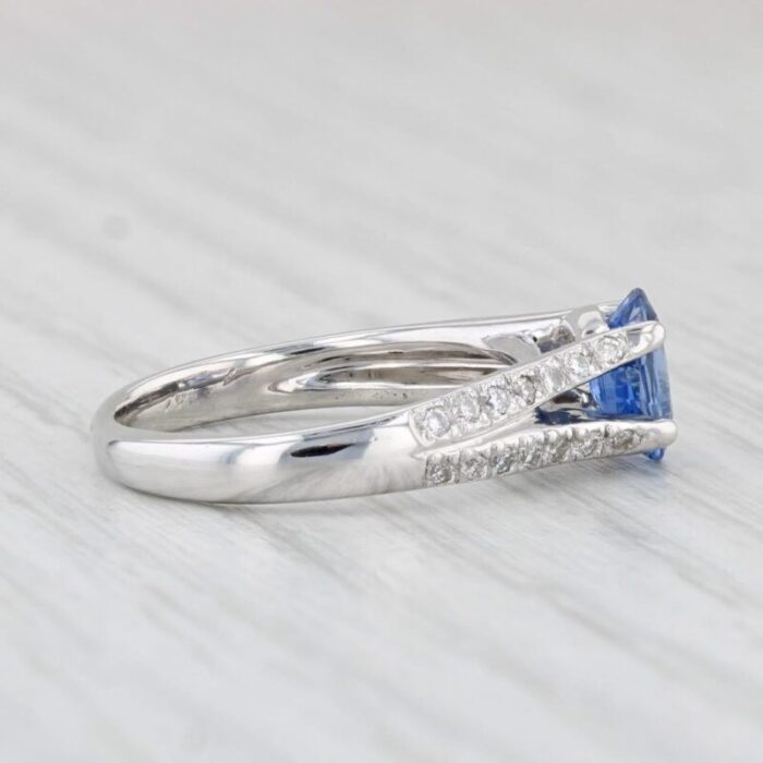 098ctw blue sapphire diamond ring 14k white gold size 5 engagement 4941