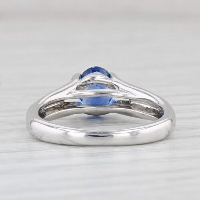 098ctw blue sapphire diamond ring 14k white gold size 5 engagement 7522