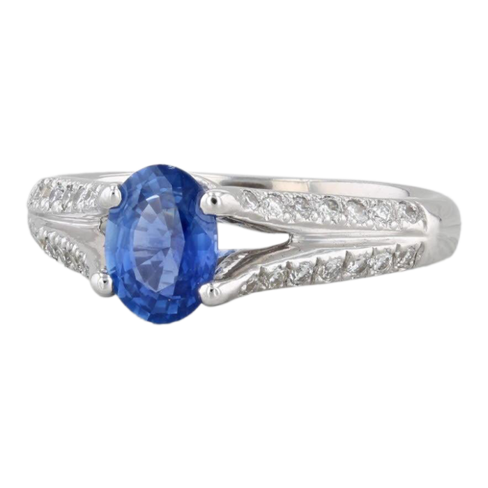 098ctw blue sapphire diamond ring 14k white gold size 5 engagement 8703