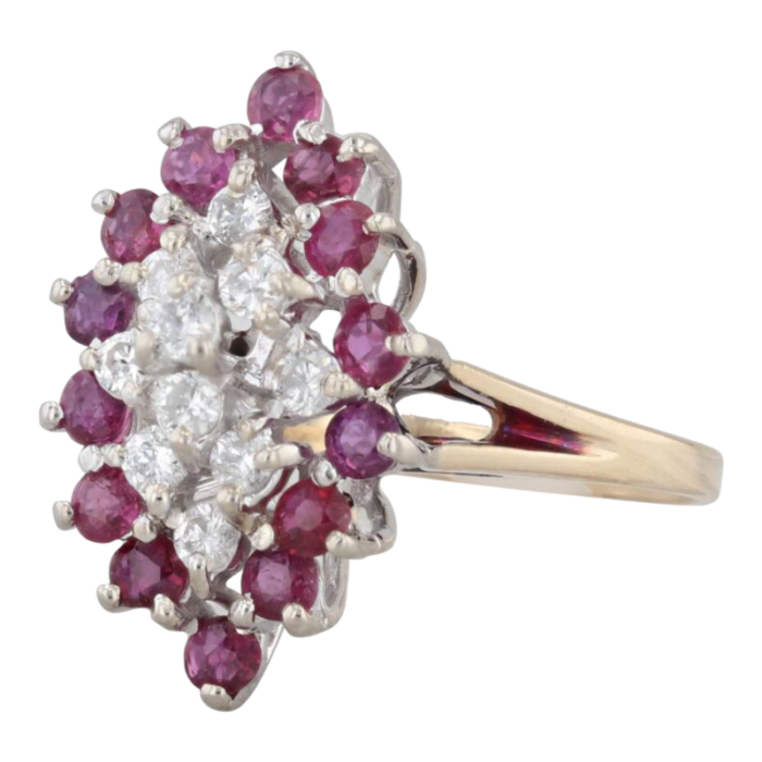 103ctw diamond cluster ruby halo ring 14k yellow gold size 775 5336