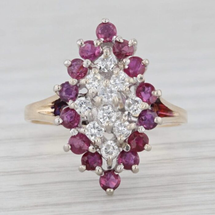 103ctw diamond cluster ruby halo ring 14k yellow gold size 775 9511