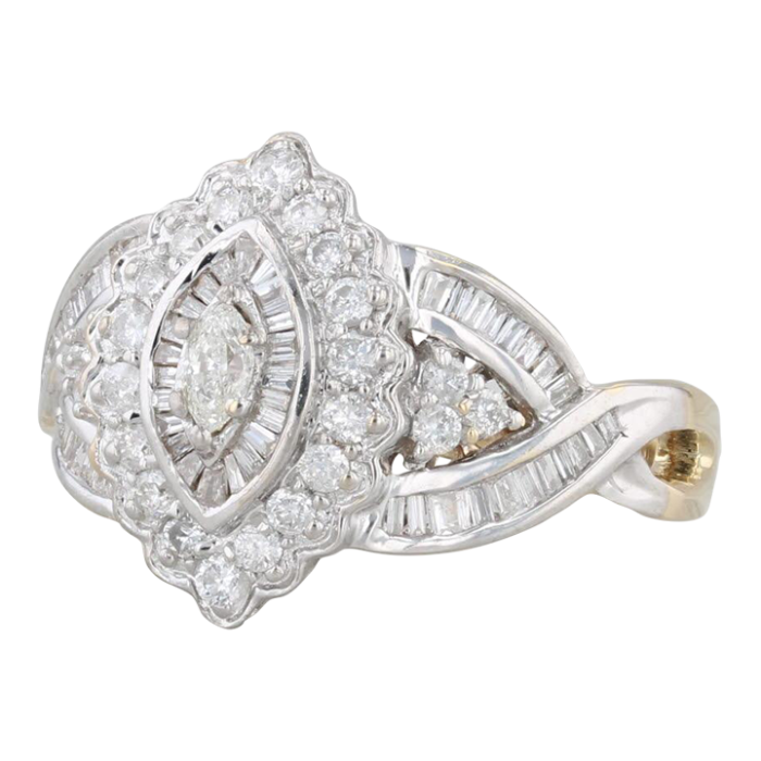 103ctw diamond ring 14k white yellow gold size 7 engagement 3468