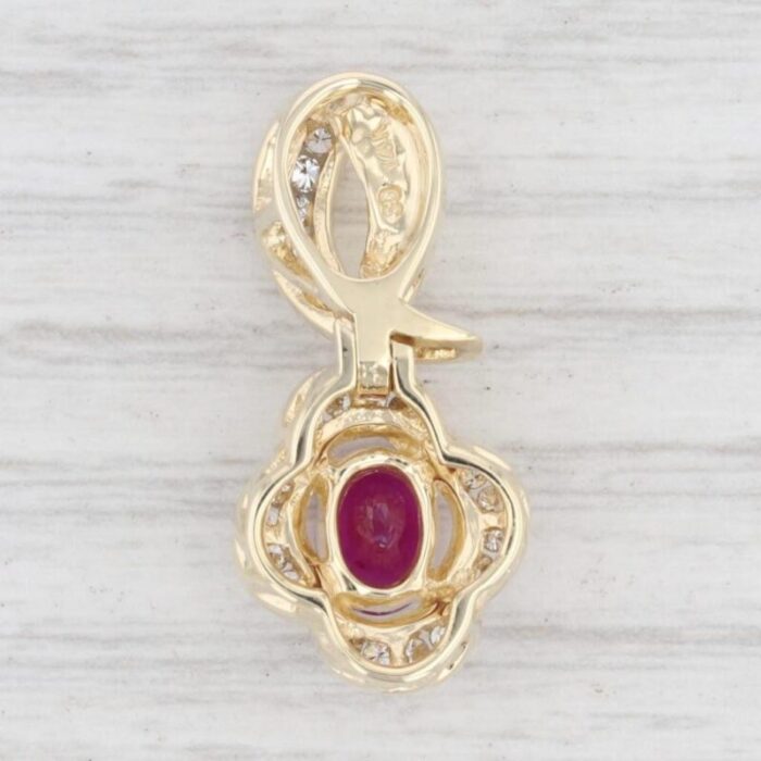 104ctw ruby diamond flower pendant 14k yellow gold oval solitaire 1803